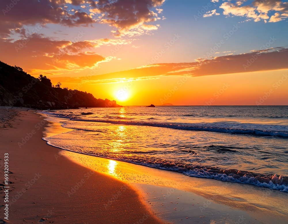 Fototapeta premium Sunrise over ocean beach (1)