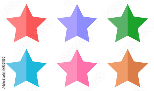 Star shapes half shadow colors set vector.