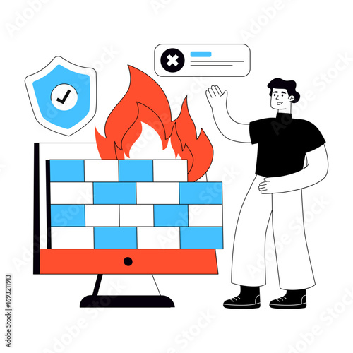 An editable design illustration of firewall