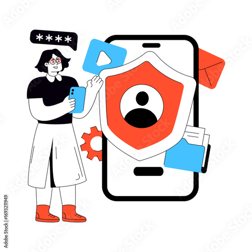 Modern design illustration of secure mobile profile