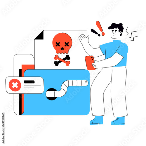 Conceptual flat design illustration of folder hacking