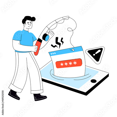 An editable design illustration of password phishing