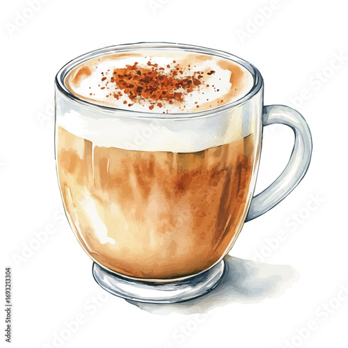 Chai Latte, watercolor vector, isolated on a white background.
