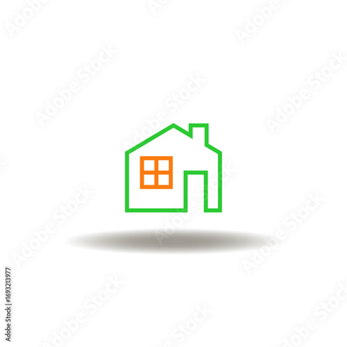 Vector illustration of house. Symbol of real estate. Icon of property for sales.