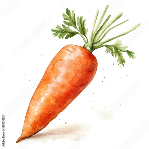 watercolor of Carrot, vector, isolated on a white background.