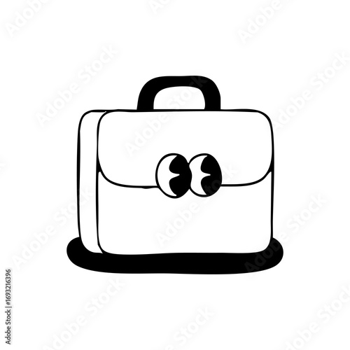 Black and white illustration of a briefcase with decorative elements