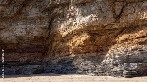 Layered rock formation cliff face