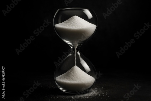 Hourglass Filled with White Sugar Symbolizing Time