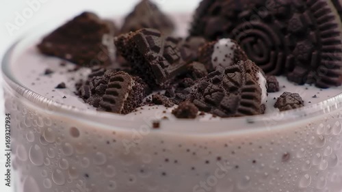 Chocolate Cookie Smoothie Closeup.