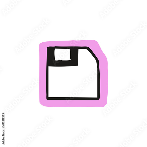 Hand-drawn icon of a floppy disk