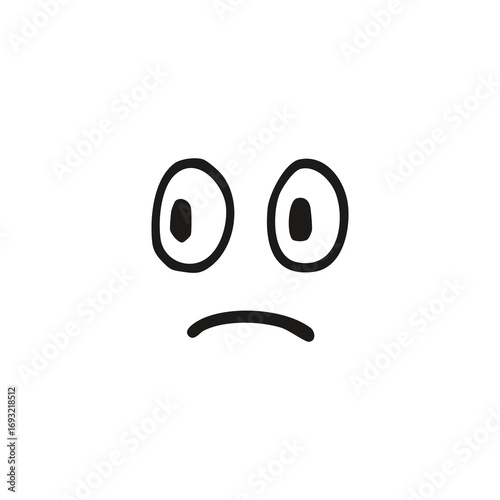 Simple black line drawing of a sad face emoticon