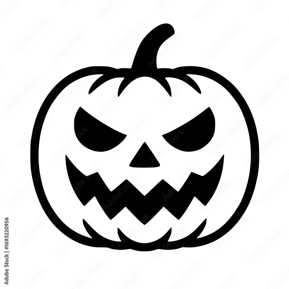 Fototapeta premium Spooky Black and White Jack-o'-lantern Icon Isolated 