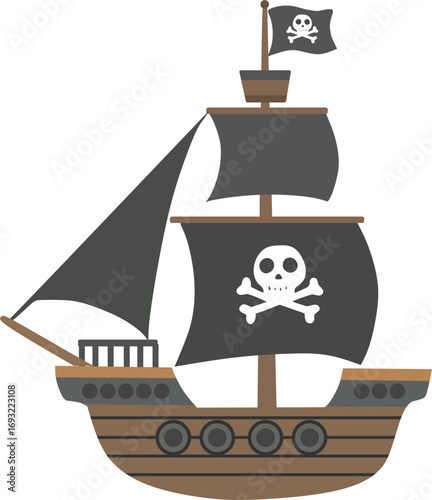 pirate ship cartoon vector illustration