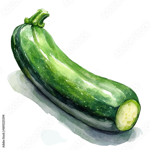 Zucchini, watercolor vector, isolated on a white background.
