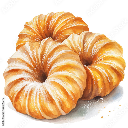 watercolor vector of Zeppole, isolated on a white background.