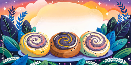 Polish makowiec poppy seed roll dessert, festive sweet bread, cultural pastry delicacy, traditional Eastern Europe food