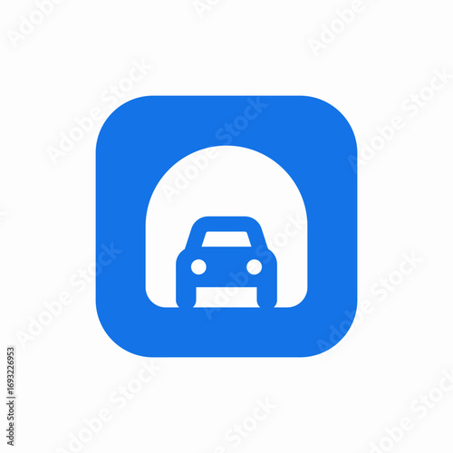 car tunnel road icon sign vector