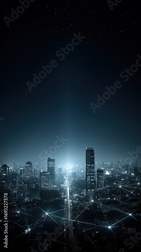 Wallpaper Mural Smart City Network | Night Skyline, Data Connection, Future Torontodigital.ca