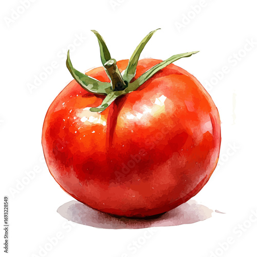 Tomato, watercolor drawing vector, isolated on a white background.
