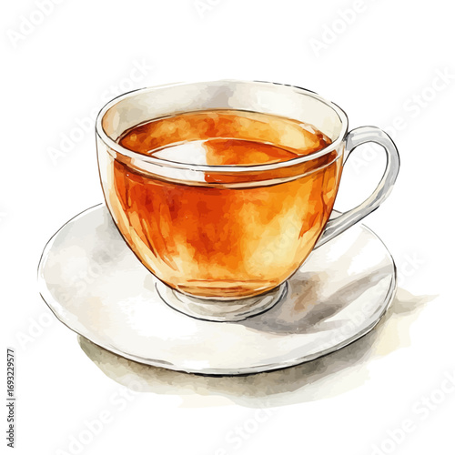 Tea, watercolor drawing vector, isolated on a white background.