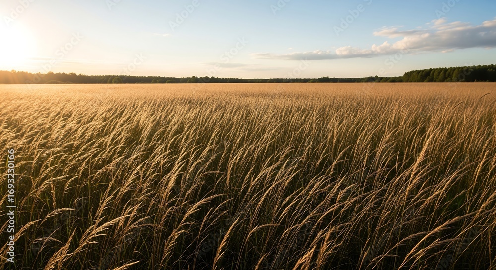 Obraz premium wheat field at sunset