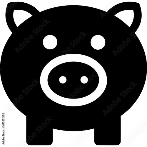 A classic black silhouette of a piggy bank icon, symbolizing financial savings, astute investment, and future security, meticulously representing wealth accumulation and economic stability