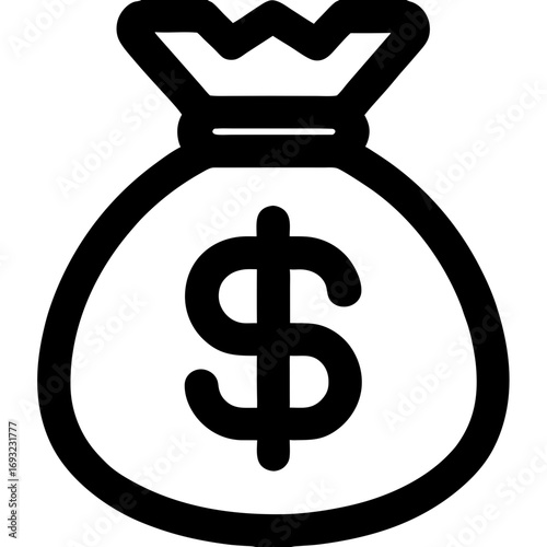 Money Bag Icon Financial Success and Investment Opportunities Depicted in a Simple Graphic