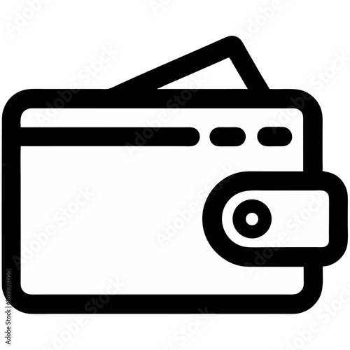 Simple Black and White Wallet Icon for Financial and Business Concepts, Symbolizing Savings and Finances, with clean lines