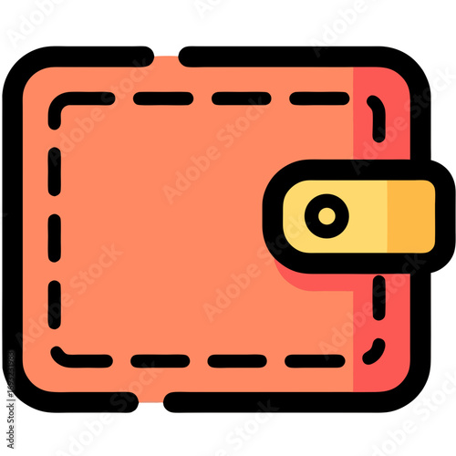 A cheerful vector illustration of a bifold wallet. This graphic art piece represents fundamental concepts of personal finance, secure money management, and organized currency storage