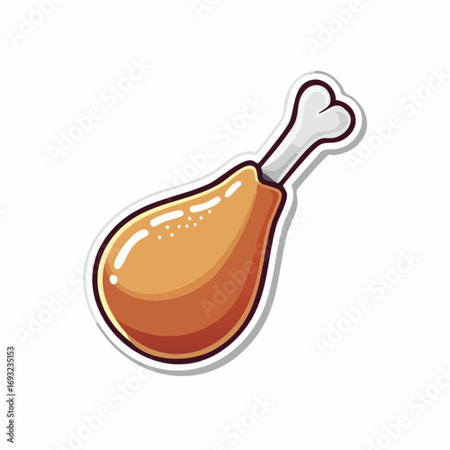 Fried chicken leg illustration, vector. Fried chicken sticker.