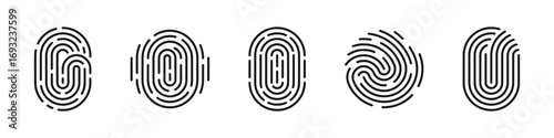 Touch id vector icons. Fingerprint vector icons. Signature concept for password encryption.
