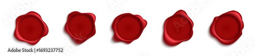 Red wax seal vector illustration. Wax seal realistic illustration. Postage stamps