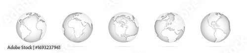 Realistic world globes illustration. Set of transparent globes of Earth. Realistic world map in globe shape. Earth globe icons.