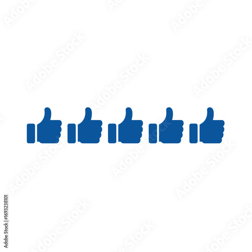 Five star rating thumbs up review vector graphic for social media and user experience design needs use case