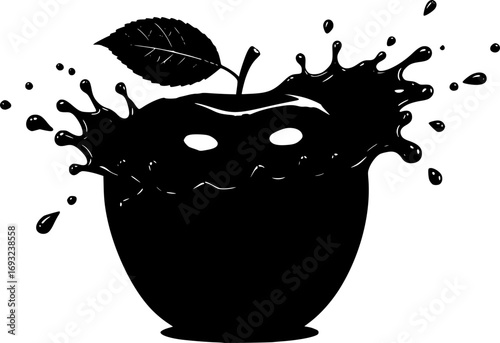 green apple with juice splash isolated on transparent background
