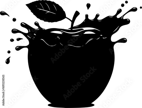 green apple with juice splash isolated on transparent background
