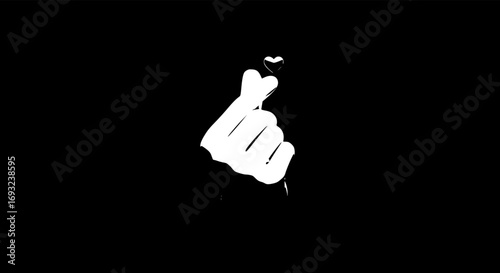 korean love finger romantic feeling expression with heart symbol icon illustration render design
