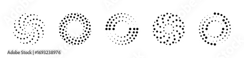 Halftone circles vector set. Set of halftone circles