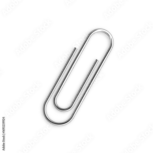 Paper clips vector realistic metal vector set. Realistic metal paper clip designs