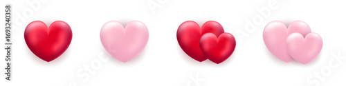 Romantic Red and Pink Heart Designs Vector Set