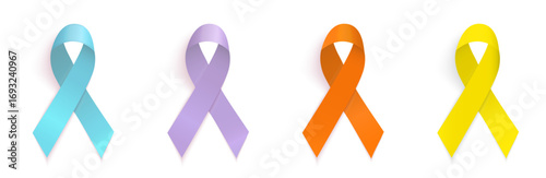 Aids awareness ribbons. Awareness symbols. Ribbons illustration