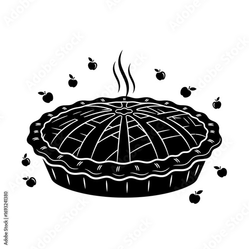Winter male clothing icons vector art of a whole apple pie with a lattice crust and apples vector
