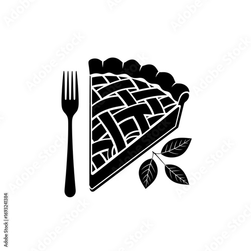 Winter male clothing icons vector art of a slice of apple pie with a lattice crust and a fork vector