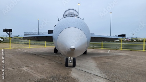 A fighter jet on the ground