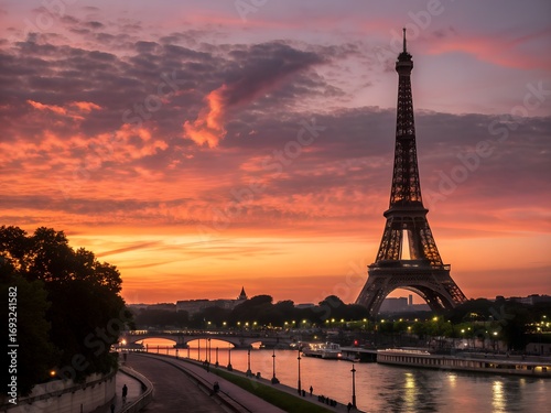 eiffel tower at sunset