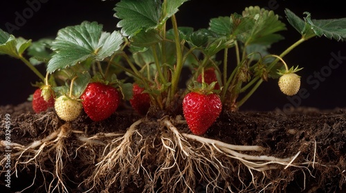 Strawberry plants with roots