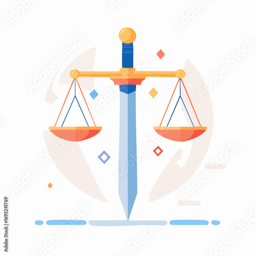 Justice Scales With Sword Graphic Design