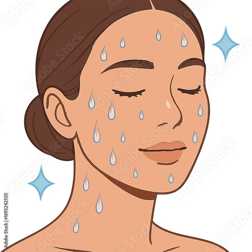 Close-up cropped photo of a woman with flawless, hydrated skin for a cosmetics skincare concept