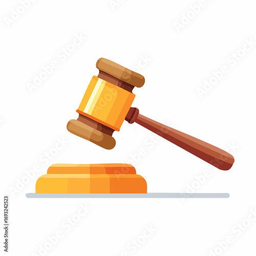 Cartoon Gavel On Block