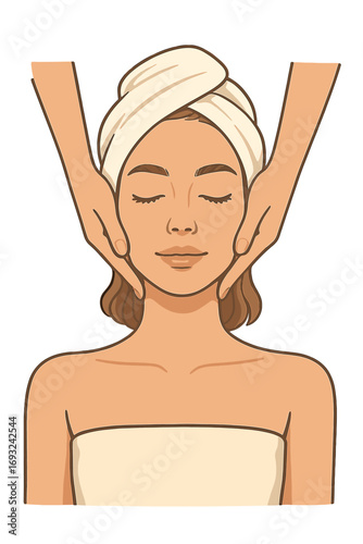 A young woman with fresh skin receives a facial treatment at a beauty spa, showcasing cosmetology, skincare, and makeup, as an attractive model with flawless skin embodies natural beauty, health